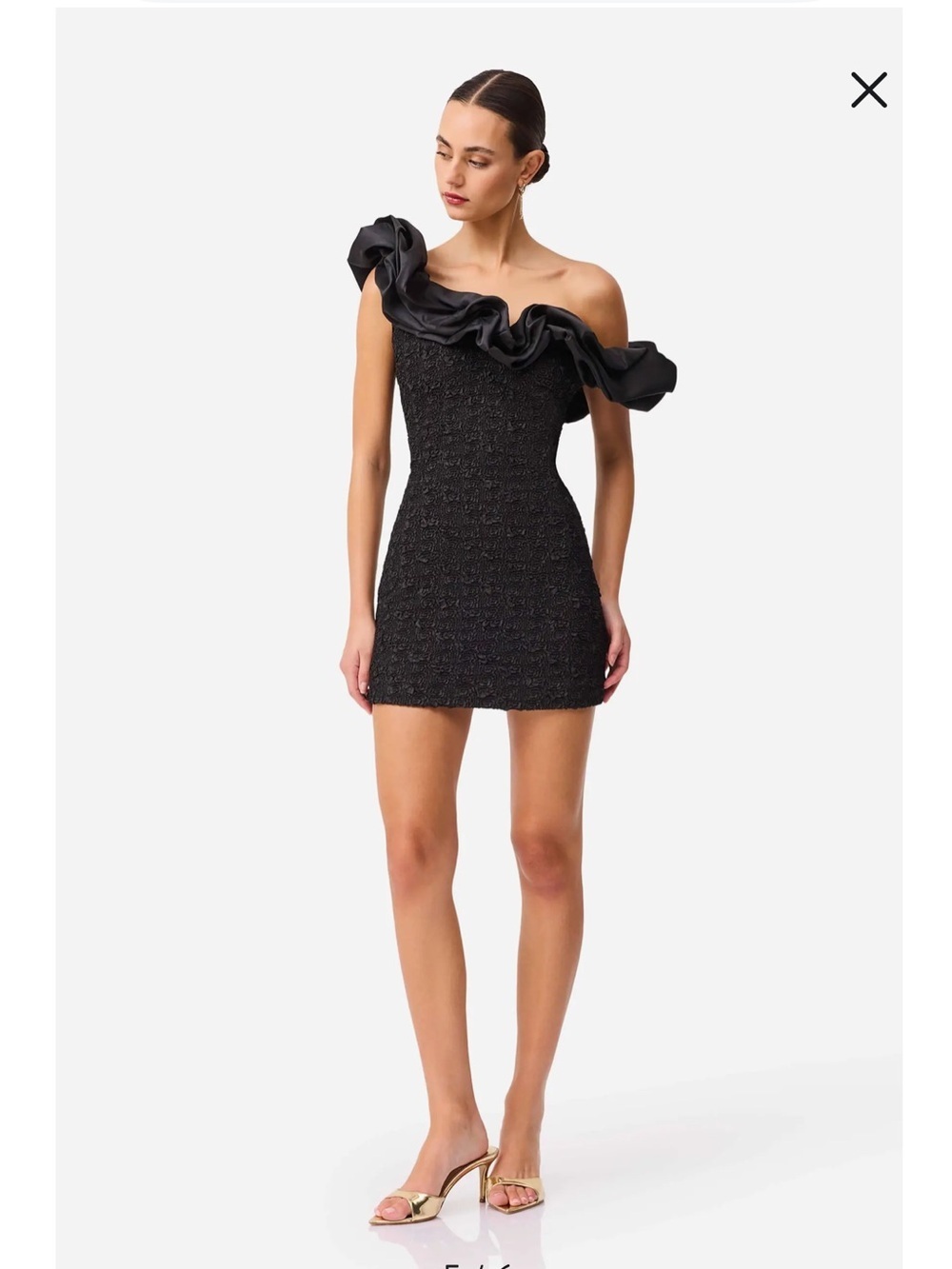 Elliatt Paloma Satin Ruffle & Floral Jacquard Cocktail Minidress Medium - Picture 2 of 16